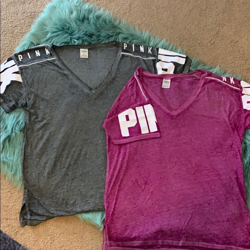 2-PINK Victoria’s Secret V-neck legging tees